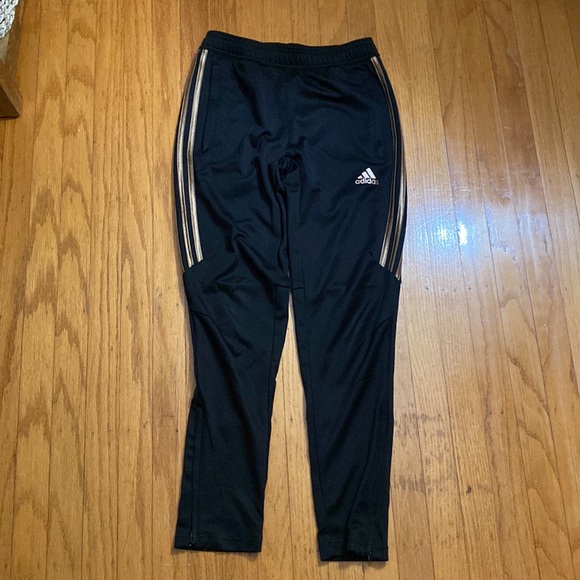 Tiro pants - Adidas Climacool Youth medium pants black with gold stripes. - Picture 1 of 10
